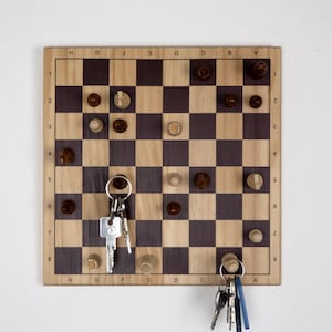 Wooden key holder, key holder, key board, chessboard gift, chessboard, wall decoration, wooden key board, wall decoration, DIY wood image 5