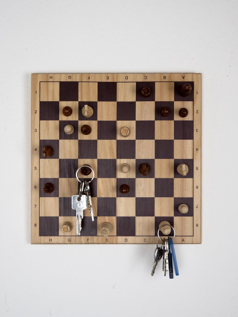 Wooden key holder, key holder, key board, chessboard gift, chessboard, wall decoration, wooden key board, wall decoration, DIY wood image 5