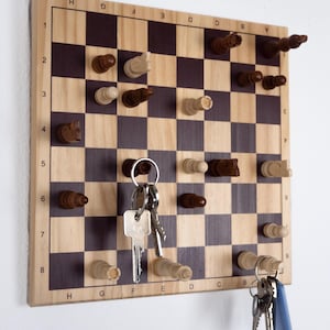Wooden key holder, key holder, key board, chessboard gift, chessboard, wall decoration, wooden key board, wall decoration, DIY wood image 4