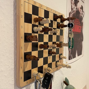Wooden key holder, key holder, key board, chessboard gift, chessboard, wall decoration, wooden key board, wall decoration, DIY wood image 8