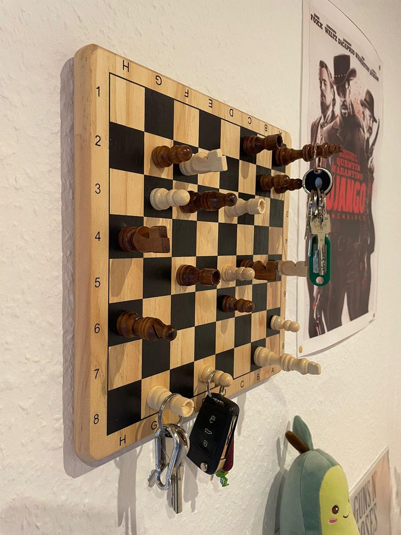 Wooden key holder, key holder, key board, chessboard gift, chessboard, wall decoration, wooden key board, wall decoration, DIY wood image 8