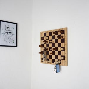 Wooden key holder, key holder, key board, chessboard gift, chessboard, wall decoration, wooden key board, wall decoration, DIY wood image 3