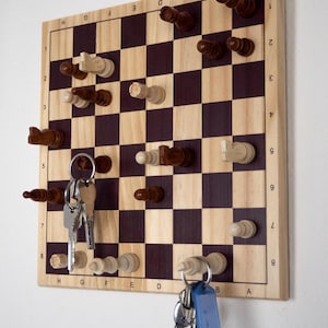 Wooden key holder, key holder, key board, chessboard gift, chessboard, wall decoration, wooden key board, wall decoration, DIY wood image 1
