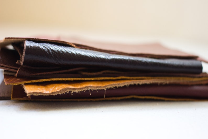 off cuts Scrap Leather Pieces brown Mixed Colours rainbow 230 grams 12 lb tan 8 oz remnants Scrap bag