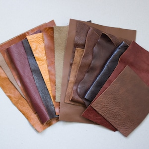 Scrap Leather Pieces Mixed Colours Scrap bag 230 grams 1/2 lb 8 oz remnants off cuts brown tan rainbow image 6