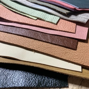 Scrap Leather Pieces Mixed Colours Scrap bag 230 grams 1/2 lb 8 oz remnants off cuts brown tan rainbow image 5