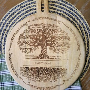 11.1&quot; Mango Wood Cutting Board w/customizable family tree engraving