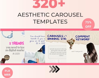 320 Aesthetic Carousel Templates | Canva PLR, TikTok