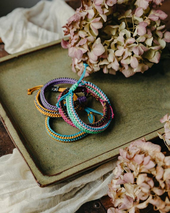 Custom Adjustable Microcord Macrame Bracelet: Choose 2 or 3  display picture 1
