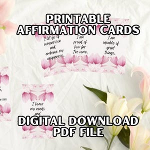 Self-Love Affirmation Cards for Women – 30 Printable Mindfulness Cards | Healing + Confidence Quotes | Instant Download Tarot Deck