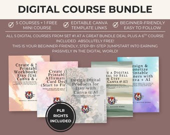Digital Product Business Course Bundle: Canva Templates + PLR License (PDF Download)