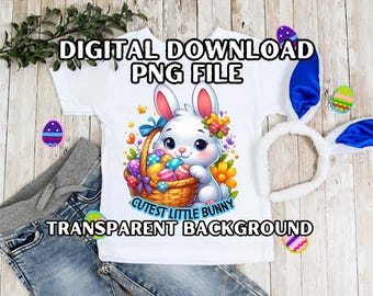 Happy Easter Bunny PNG | Spring Sublimation Design | Transparent Clipart (Digital Download)