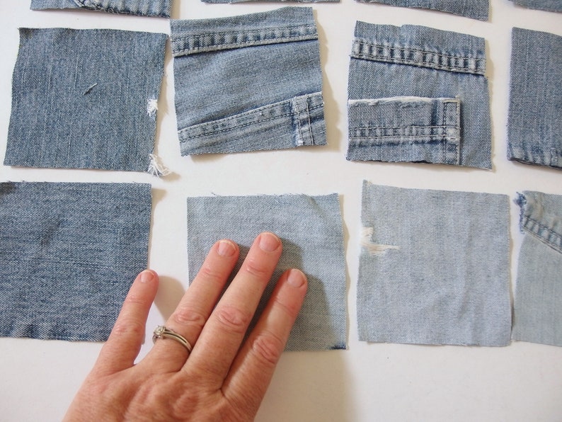 25 Denim Squares 3.5 Inches Recycled Jeans