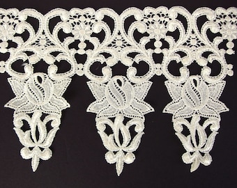 Ivory Venice Lace, Vintage Off White Trim, NOS, 7" x 2y