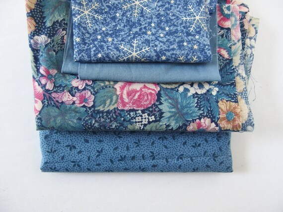 Dark Blue Blender Washart Blue and Teal Watercolor Cotton Quilting Fabric by MM Fab Half Yard