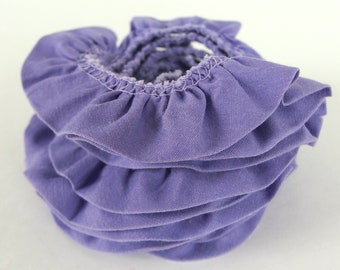 Vintage Purple Ruffle, Gathered Cotton Trim, Sew In Edging