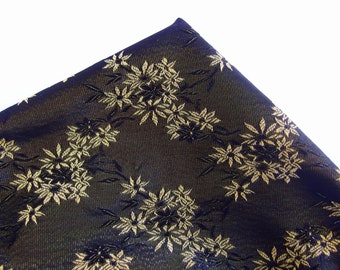 Vintage Metallic Gold on Black Brocade Fabric, 3 Yards, 50 Inches Wide