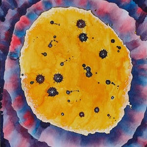 Uscita nello spazio giallo — Opera d'arte astratta moderna in giallo e rosso