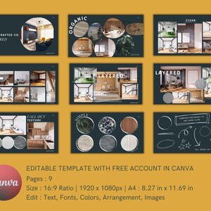 Interior Design Template | Client Presentation & Moodboard | E-Design Canva Template for Designers