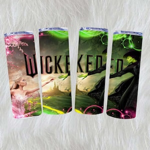 Witch Changed For Good 20oz Skinny Tumbler Wrap Png, Witches Movie 20oz Tumbler Wrap Png, Pink Goes Good With Green Tumbler Png, wicked