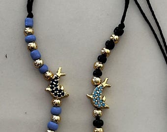 Handmade Dolphin Charm Bracelet: Adjustable Beaded Ocean Jewelry