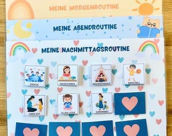 Routineplan für Kinder | Morgenroutine und Abendroutine für Kinder Baustelle | Augaben Kinder | Montessori Routineplan