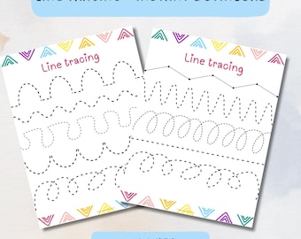 Line Tracing Worksheet - Preschool and Toddler Tracing Sheets - Handwriting Practice - Shape Tracing - Homeschool Printable