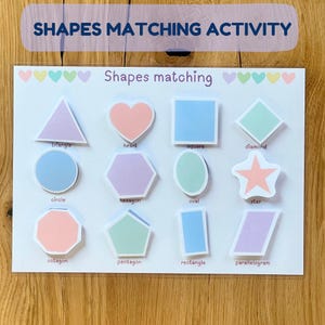 Shape Match |  Matching  Montessori Educational Cards | Preschool and Homeschool Printable