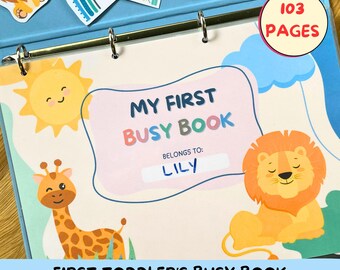 First Toddler Busy Book printable | Interactive Printable Quiet Book | Toddler Busy Binder | Montessori Activities | Homeschool Resources