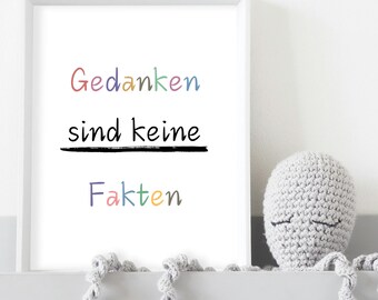 Deko Kinderzimmer| Geschenk Kinderzimme |   Mutmach Poster mit Affirmationen | Geschenkidee für Kinder | Gedanken sind keine fakten