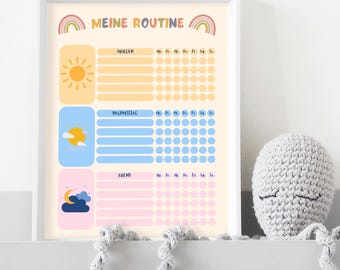 Routineplan fur Kinder | Morgenroutine und Abendroutine für Kinder Baustelle | Augaben Kinder | Montessori Routineplan