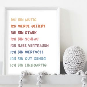 Deko Kinderzimmer| Geschenk Kinderzimme |   Mutmach Poster mit Affirmationen | Sprüche Poster and Geschenkidee für Kinder | Ich bin mutig
