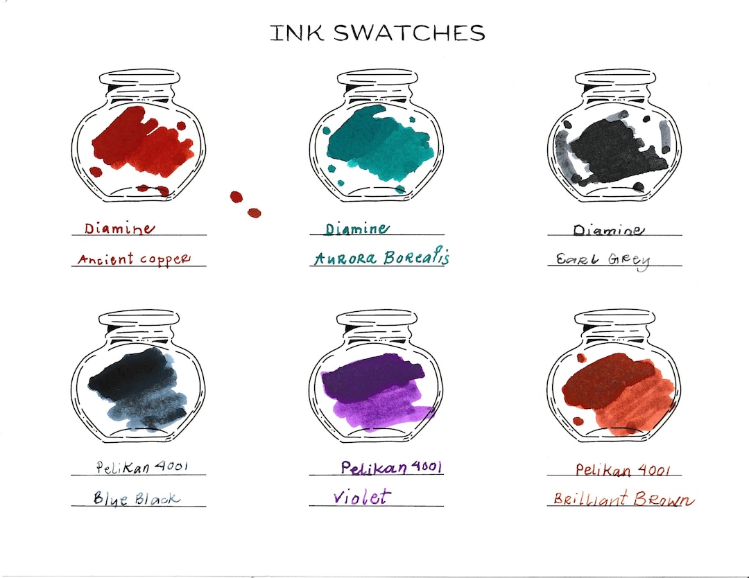 Pattern Swatches Ink Fountain Pen Ink Swatch Sheet | Ink Sample Log (digital Download) - Etsy