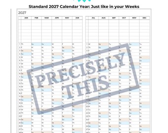 NEW!! 2027 Hobonichi Weeks Yearly Tracker Insert (Digital Download), Sized to Fit