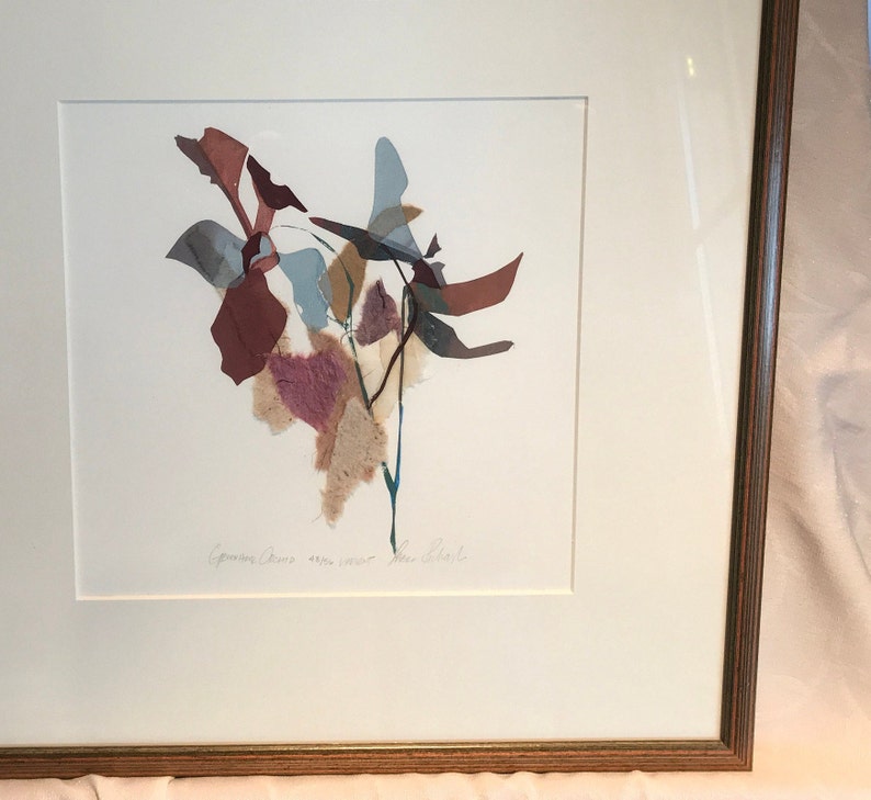 Original mixed media artwork Artist Sabra Richards, Original Limited Edition Serigraph, Mix media Mid 70th Greenhouse Orchid image 4