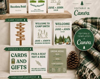 Camp Theme Wedding Signage