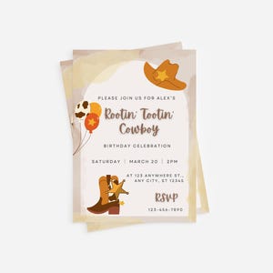 Rootin&#39; Tootin&#39; Cowboy Theme: Editable (Digital Download) Birthday Invitation