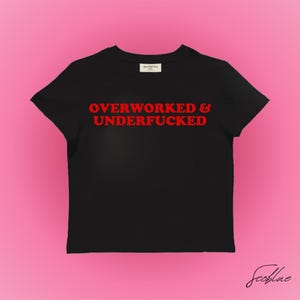 Overworked Crop Top,SNUG FIT,Crop Top Funny,Crop Top,Graphic Top,Gift For Her,Y2K Baby Tee,Y2K crop top,Gift for friend
