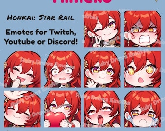 Himeko Honkai Star Rail Chibi style Emotes for Twitch, Youtube, Discord | Ready to use for Streaming Digital Download