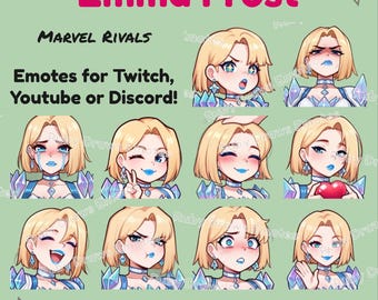 Emma Frost Marvel Rivals Chibi style Emotes for Twitch, Youtube, Discord | Ready to use for Streaming Digital Download