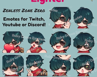 Lighter Zenless Zone Zero Chibi style Emotes for Twitch, Youtube, Discord | Ready to use for Streaming Digital Download