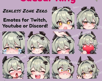 Caesar King Zenless Zone Zero Chibi style Emotes for Twitch, Youtube, Discord | Ready to use for Streaming Digital Download