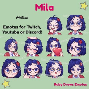 Mila (MiSide) Chibi style Emotes for Twitch, Youtube, Discord | Ready to use for Streaming Digital Download