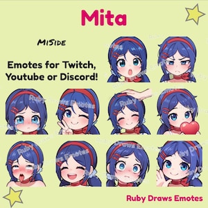 Mita (MiSide) Chibi style Emotes for Twitch, Youtube, Discord | Ready to use for Streaming Digital Download
