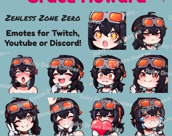 Grace Howard Zenless Zone Zero Chibi style Emotes for Twitch, Youtube, Discord | Ready to use for Streaming Digital Download