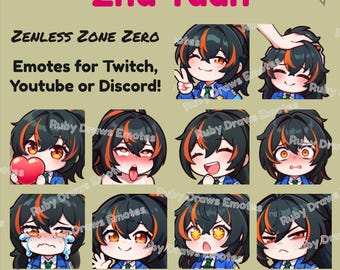 Zhu Yuan Zenless Zone Zero Chibi style Emotes for Twitch, Youtube, Discord | Ready to use for Streaming Digital Download