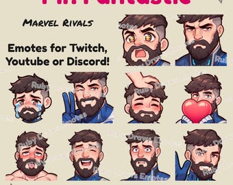 Mr Fantastic Reed Richards Marvel Rivals Chibi style Emotes for Twitch, Youtube, Discord | Ready to use for Streaming Digital Download