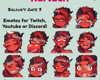 Karlach Baldur's Gate 3 Chibi style Emotes for Twitch, Youtube, Discord | Ready to use for Streaming Digital Download