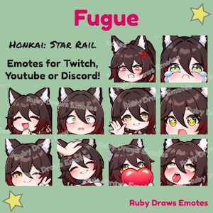 Fugue / Tingyun Honkai Star Rail Chibi style Emotes for Twitch, Youtube, Discord | Ready to use for Streaming Digital Download