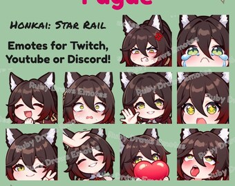 Fugue / Tingyun Honkai Star Rail Chibi style Emotes for Twitch, Youtube, Discord | Ready to use for Streaming Digital Download
